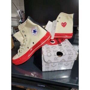 Converse Chuck Taylor AllStar 70 HiComme Garcons PLAY Egret Red Mid Men5.5 W 7.5